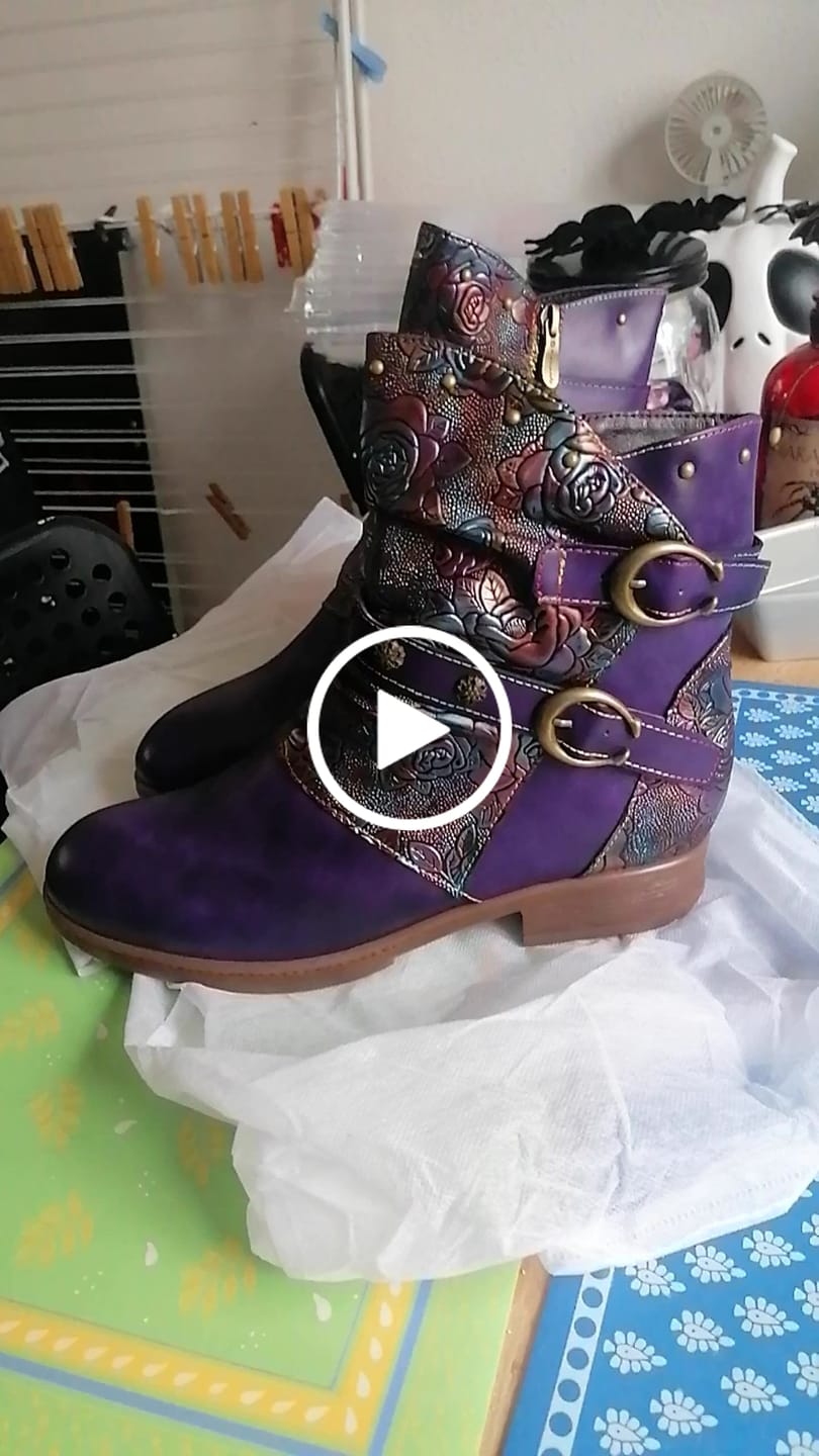 Customer video review of Retro Painted Buckle Flat Shoes