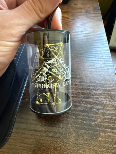 Customer photo review of Legends of Valhalla - Matte Black and Gold Hollow Metal Dice Set
