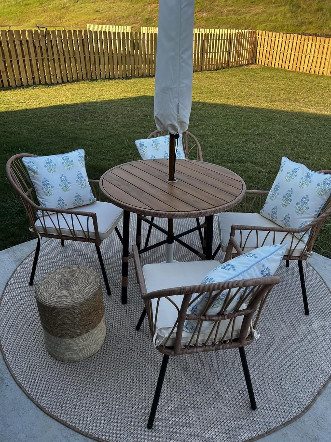 Customer photo review of Coastal Indoor Outdoor Throw Pillow Cover, Floral with Piping, Baby Blue Green, 18"x18"