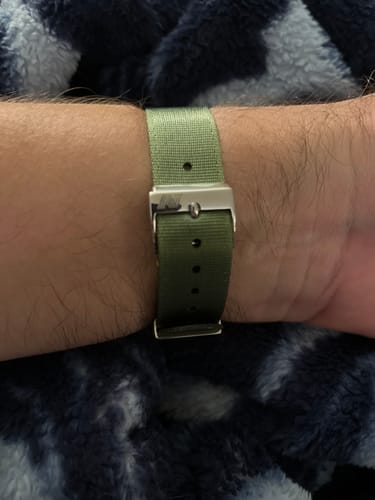 Customer photo review of Olive Green Nylon Watch Strap