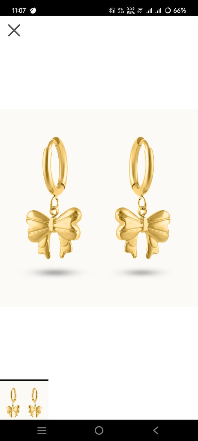 Customer photo review of Golden Bow Charm Hoop Earrings
