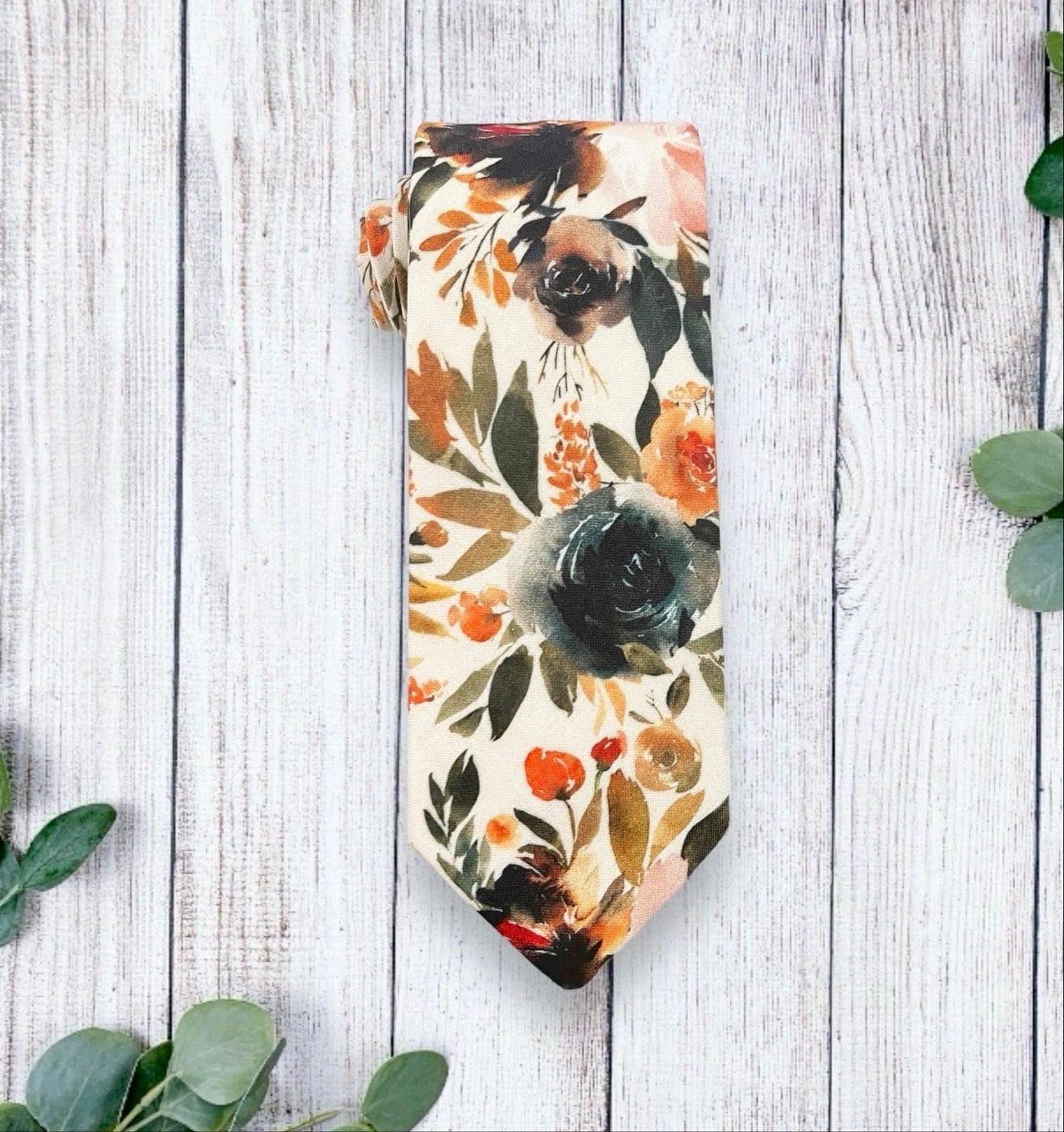 Customer photo review of Floral Ivory Terracotta Necktie- Floral Tie for Men
