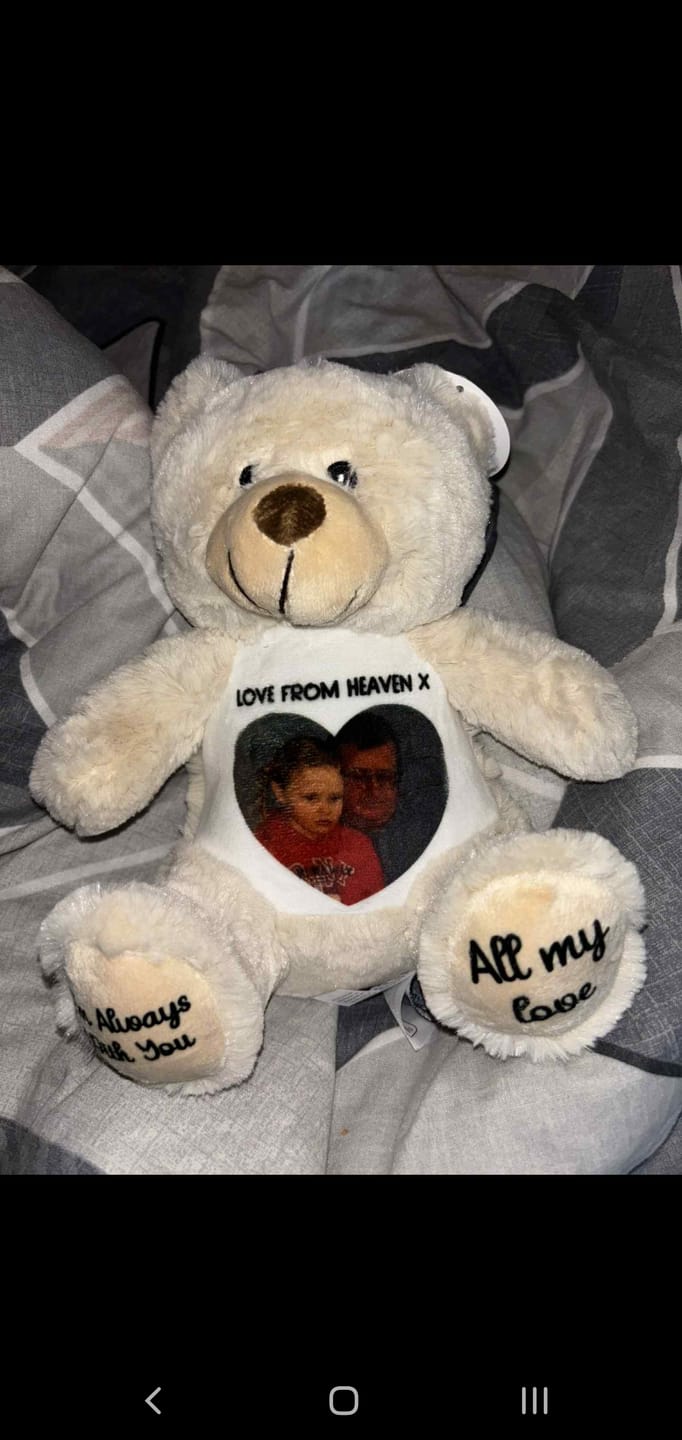 Customer photo review of Personalised Brown Teddy Bear