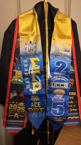 Customer photo review of Personalized Sigma Gamma Rho Gradient Pretty Poodles Graduation Stole School And Org Style