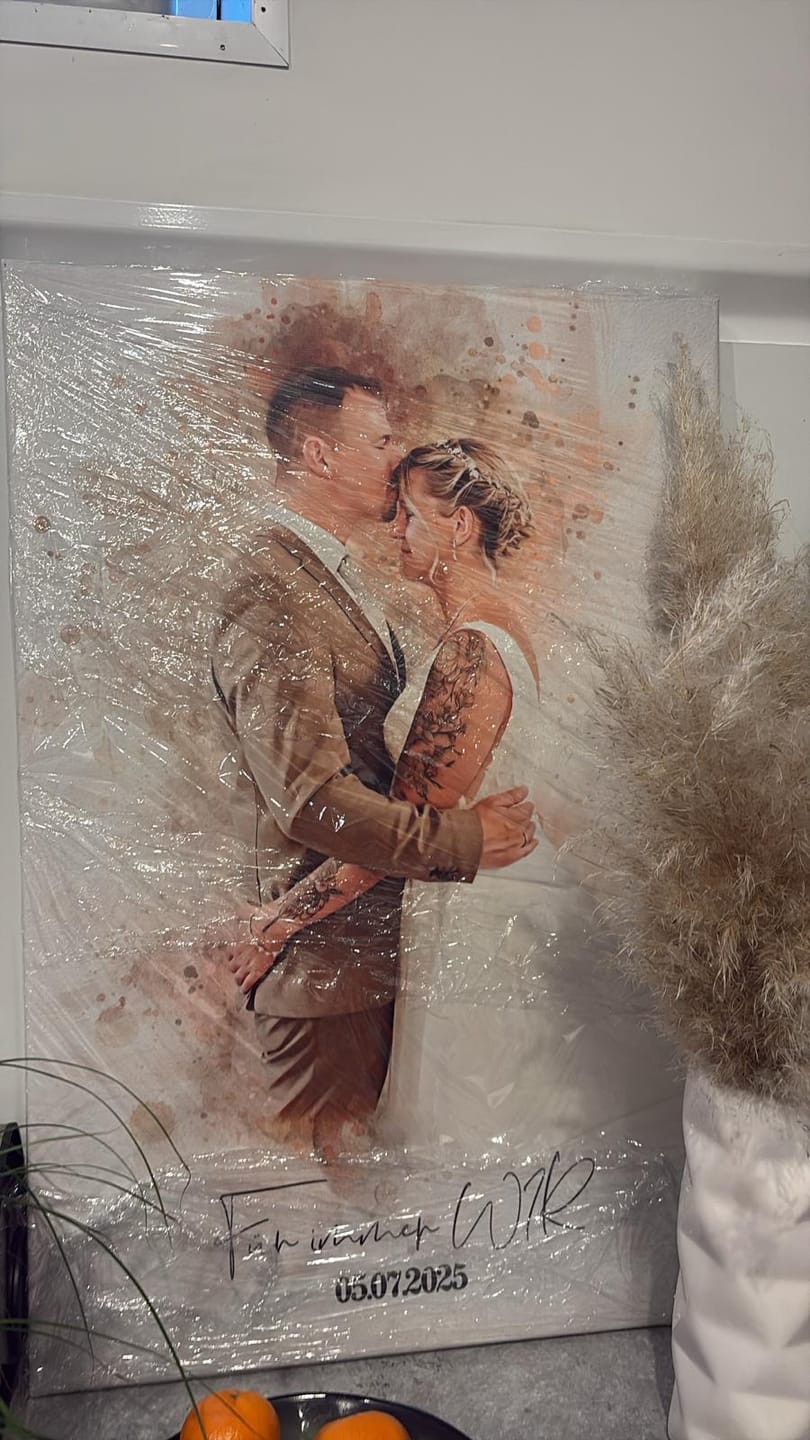 Customer photo review of Dein Hochzeitsfoto als Aquarell Poster | Geschenk zur Hochzeit