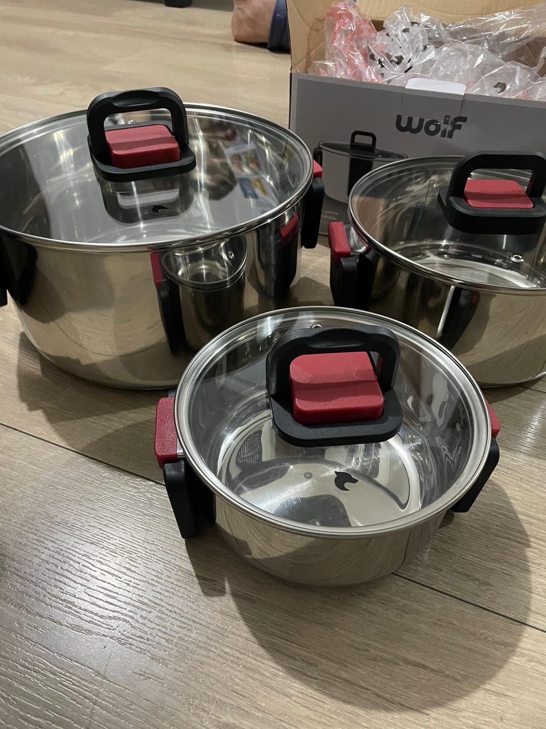 Customer photo review of Batería de Cocina 6 Piezas Acero Inoxidable Wolf