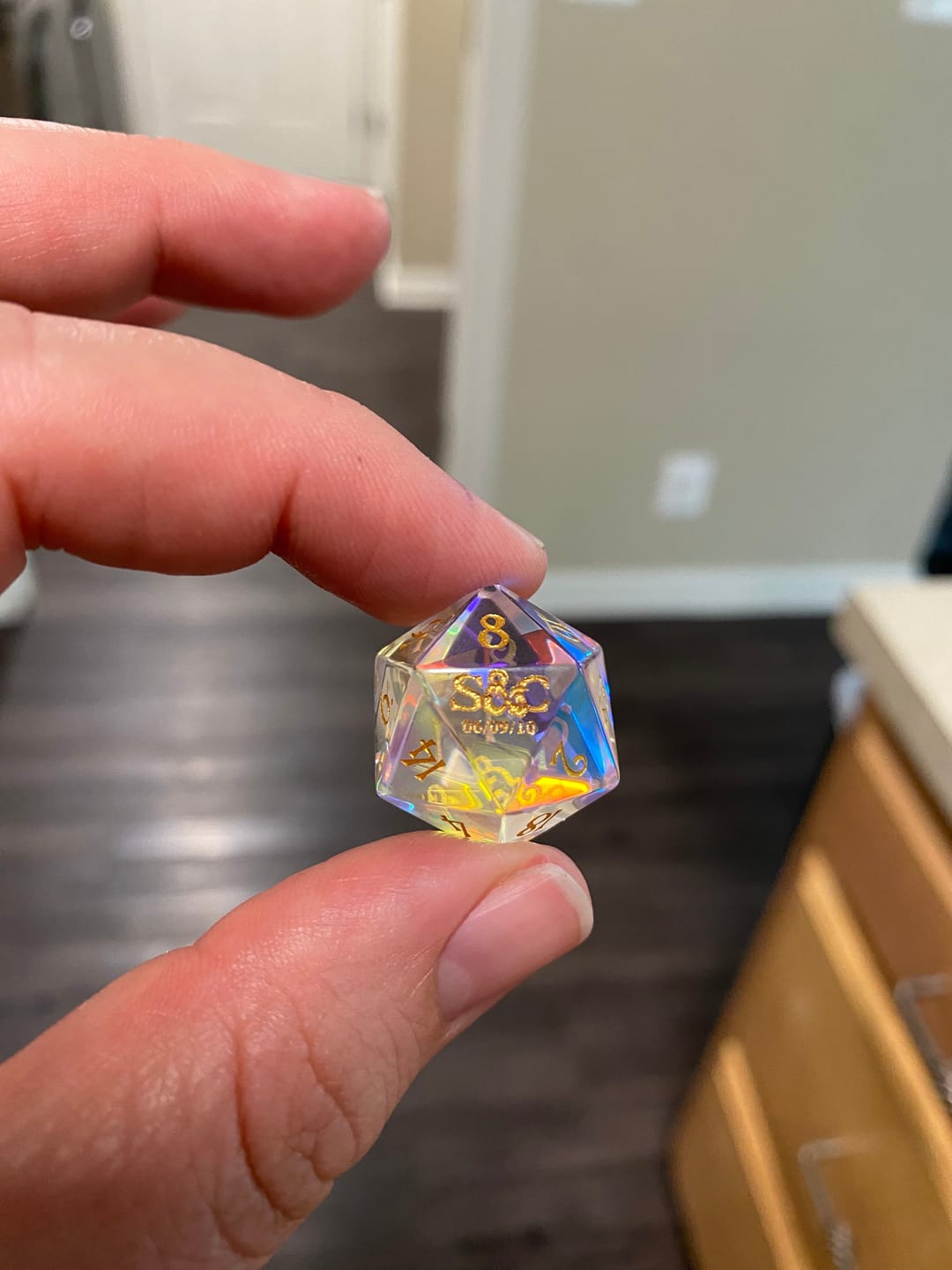 Customer photo review of Custom Anniversary D20 Dice