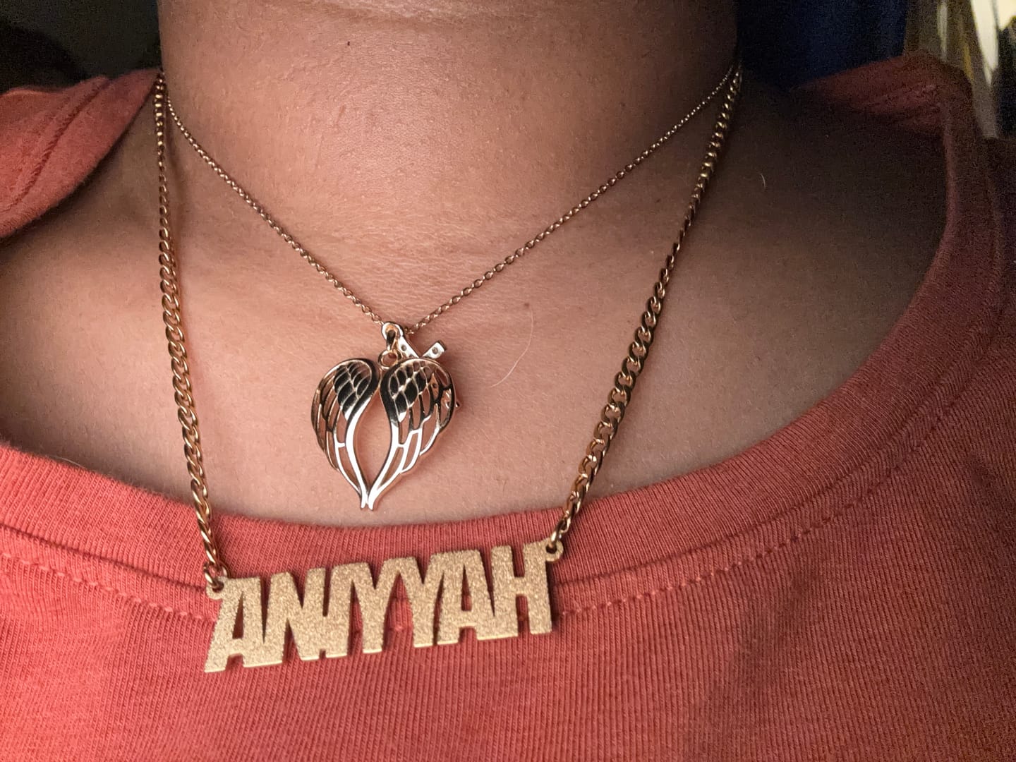Customer photo review of Diamond Cut Block Name Necklace