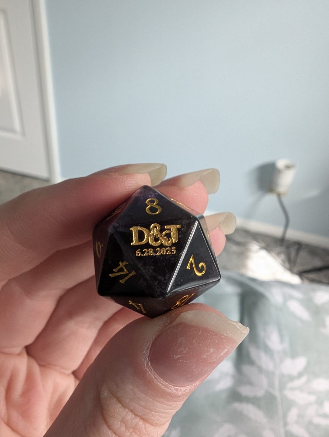 Customer photo review of Custom Anniversary D20 Dice