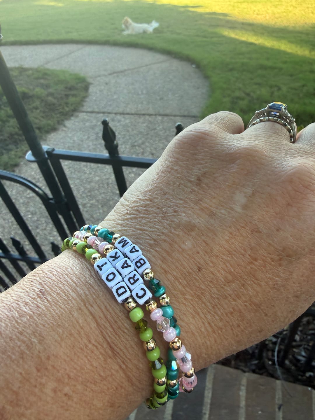 Customer photo review of Tea Rose Mahjong Bracelet Set