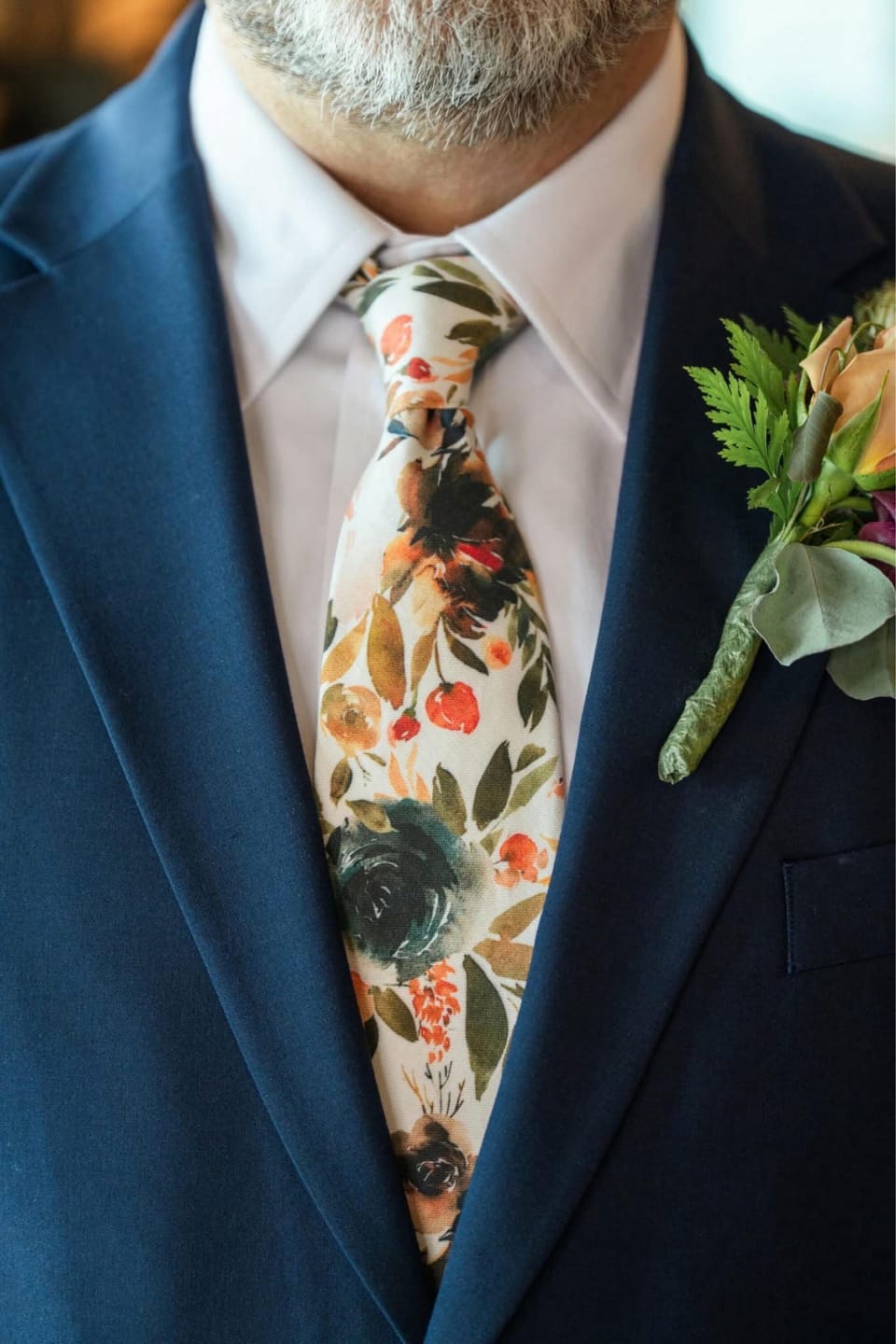 Customer photo review of Floral Ivory Terracotta Necktie- Floral Tie for Men