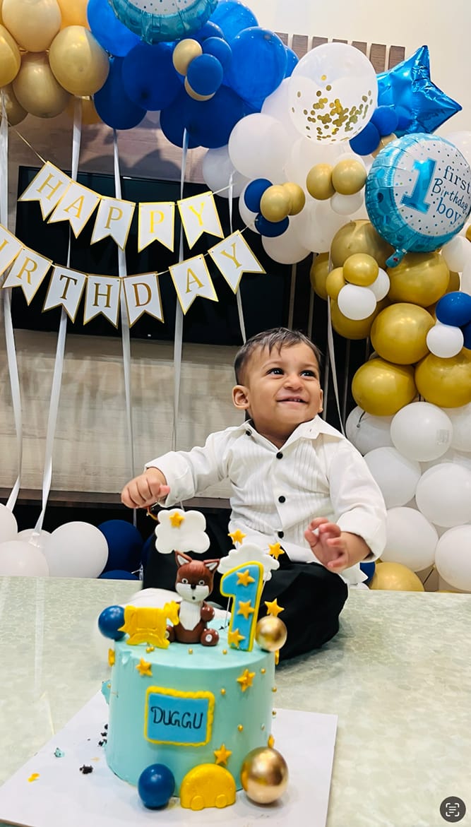 Customer photo review of Teddy and ladder Cake