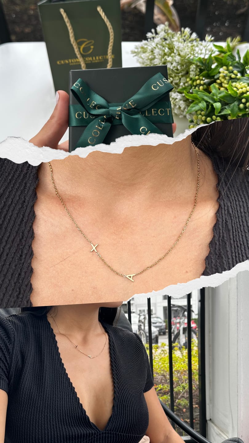Customer photo review of Personalized Sideway Initial Necklace 18K Best Seller