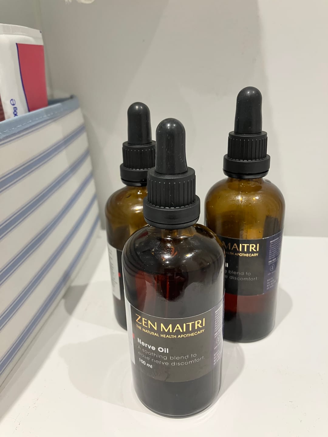 Customer photo review of Nerve Oil – Warming Herbal Massage Blend for Comfort & Mobility, 100ml