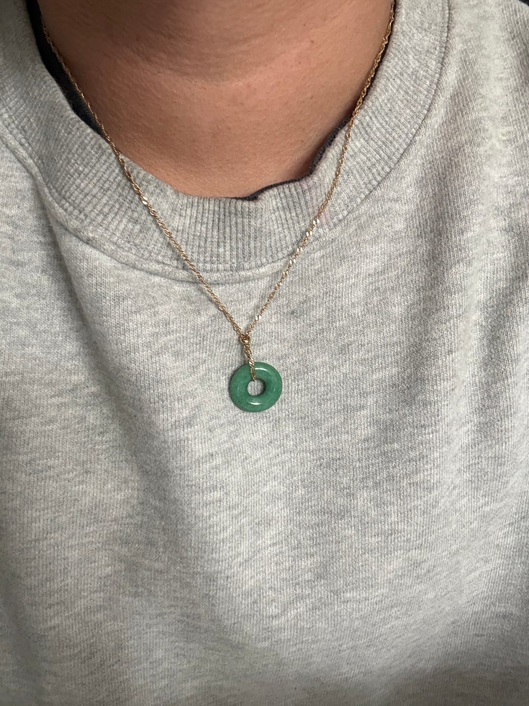 Customer photo review of Jade Coin Necklace