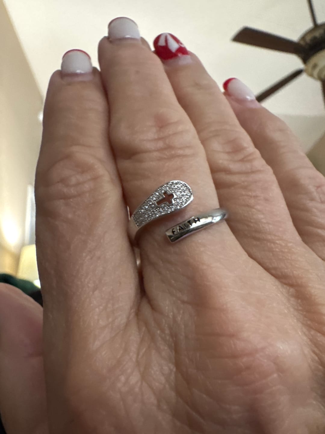 Customer photo review of "FAITH" Handmade Christian Family Ring in Zircon & 925 Sterling Silver (GIFTING OFFER)