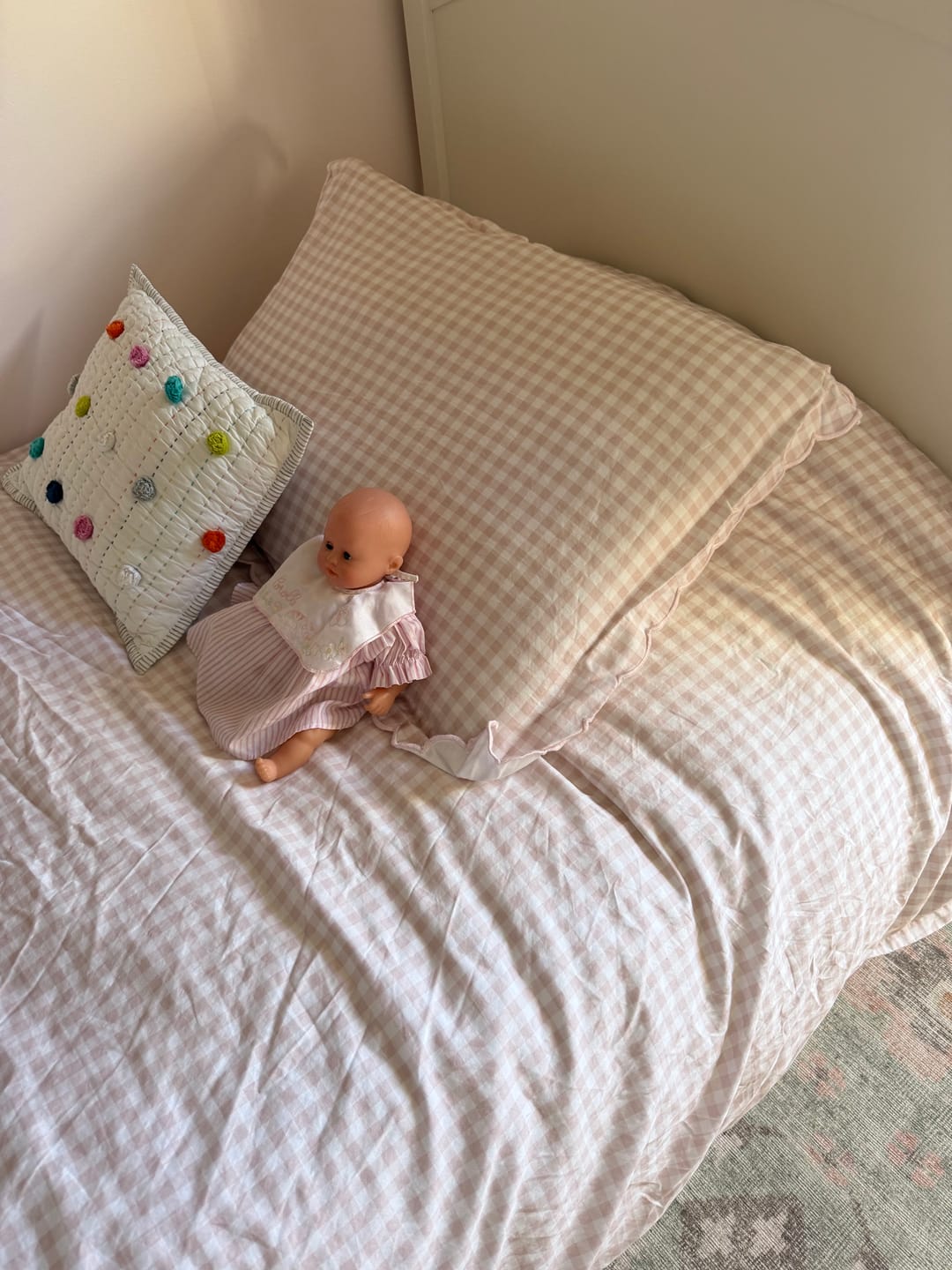 Customer photo review of Picnic Gingham Twin Set - Pink