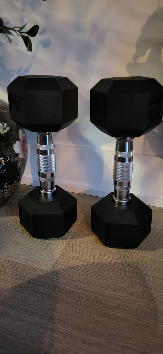 Customer photo review of Haltères Hexagonaux en Caoutchouc (Vendu à l'unité et en paire)