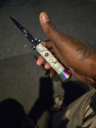 Customer photo review of Rainbow Italian Stiletto Switch Blade Pocket Knife
