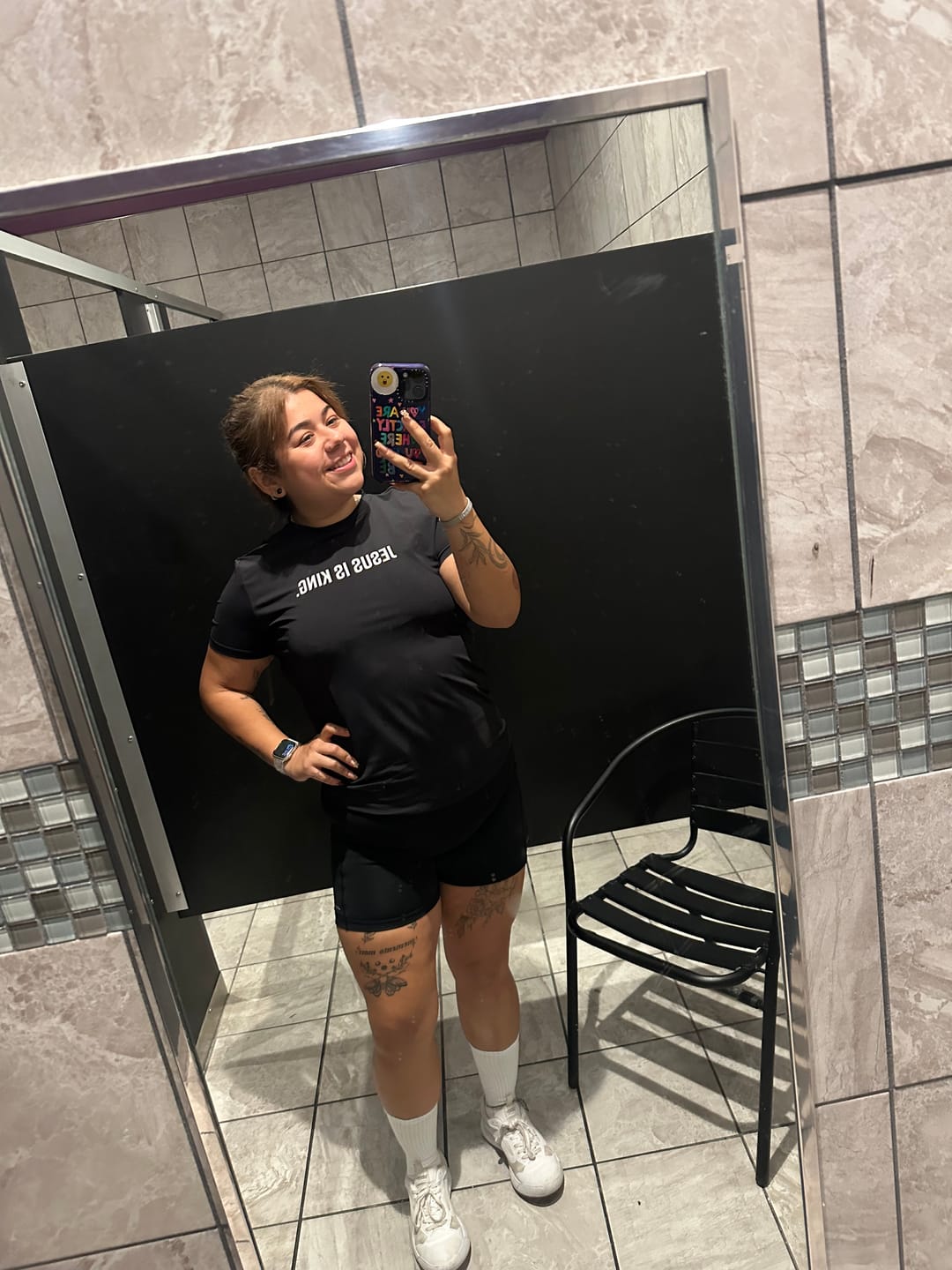 Customer photo review of Women's Jesus Is King Performance Tee