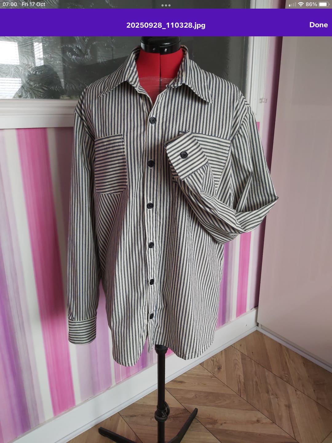 Customer photo review of Ticking Stripes Rose & Hubble Cotton Poplin Fabric