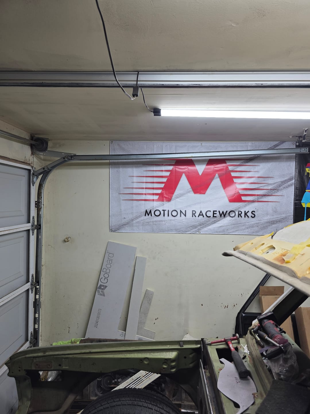 Customer photo review of Motion Raceworks Shop Banner 3'x6'
