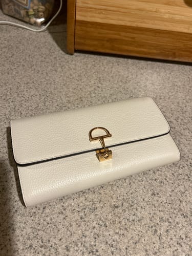 undefined review of SOFTBIT CONTINENTAL WALLET 19 IN WHITE GRAINY CALFSKIN GOLD HARDWARE image 1 out of 1