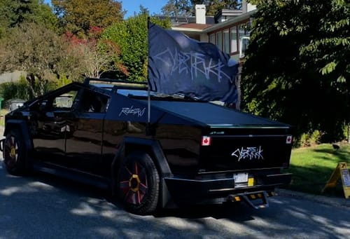 Customer photo review of Flag Pole Holder for Tesla Cybertruck