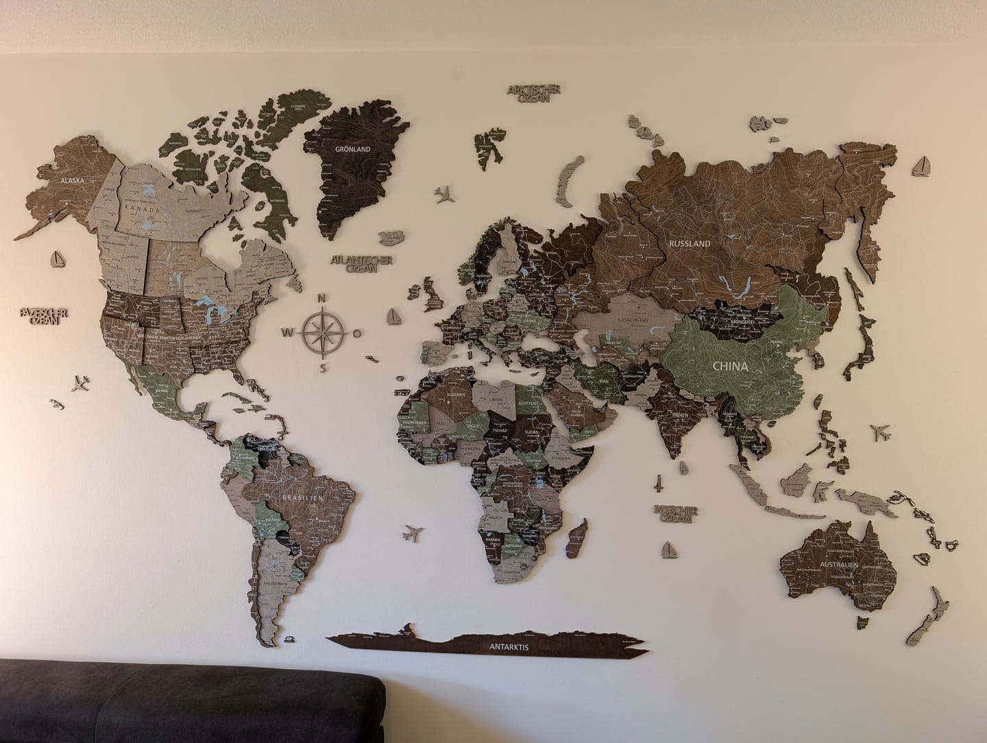 Customer photo review of 3D Wooden World Map Wall Decor -Rustic Style