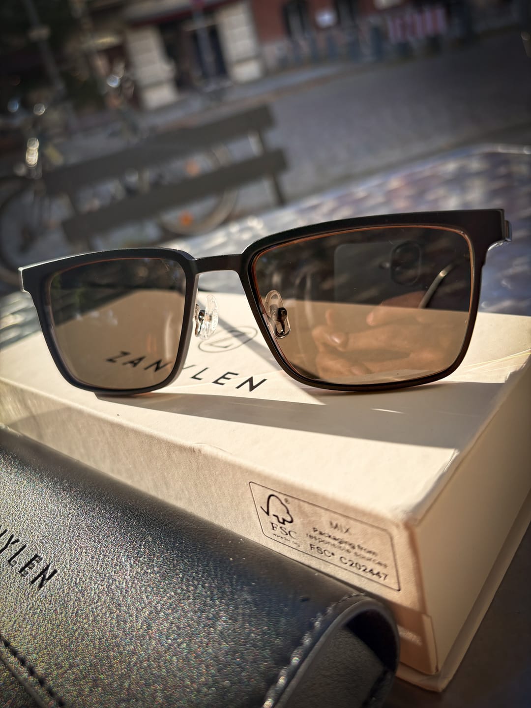 Customer photo review of Gavin | Semi-rimless Magnetic Flip-up Clip-on Eyeglasses Sunglasses | ZanyLen Best Seller