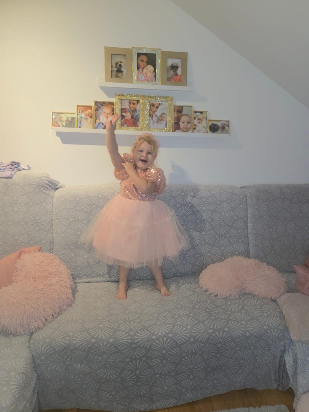 Customer photo review of Pink prom dress with sequins