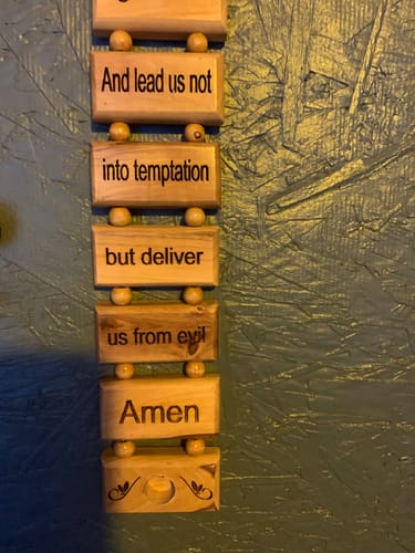 Customer photo review of Large Olive Wood Cross with Lord's Prayer