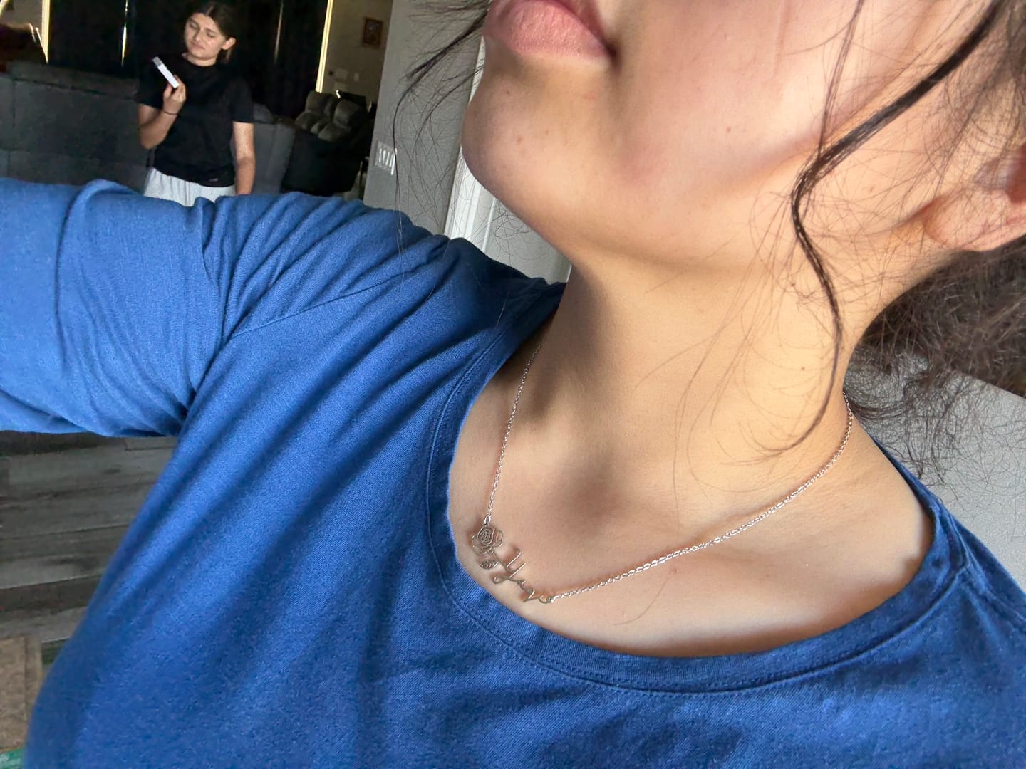 Customer photo review of Birth Flower Horizontal Name Necklace