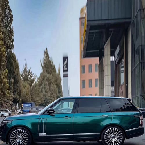 Customer photo review of Gloss Metallic Royal Green Vehicle Wrap Vinyl (PET Liner)