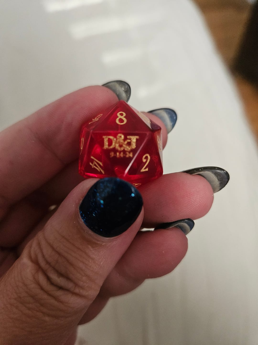 Customer photo review of Custom Anniversary D20 Dice