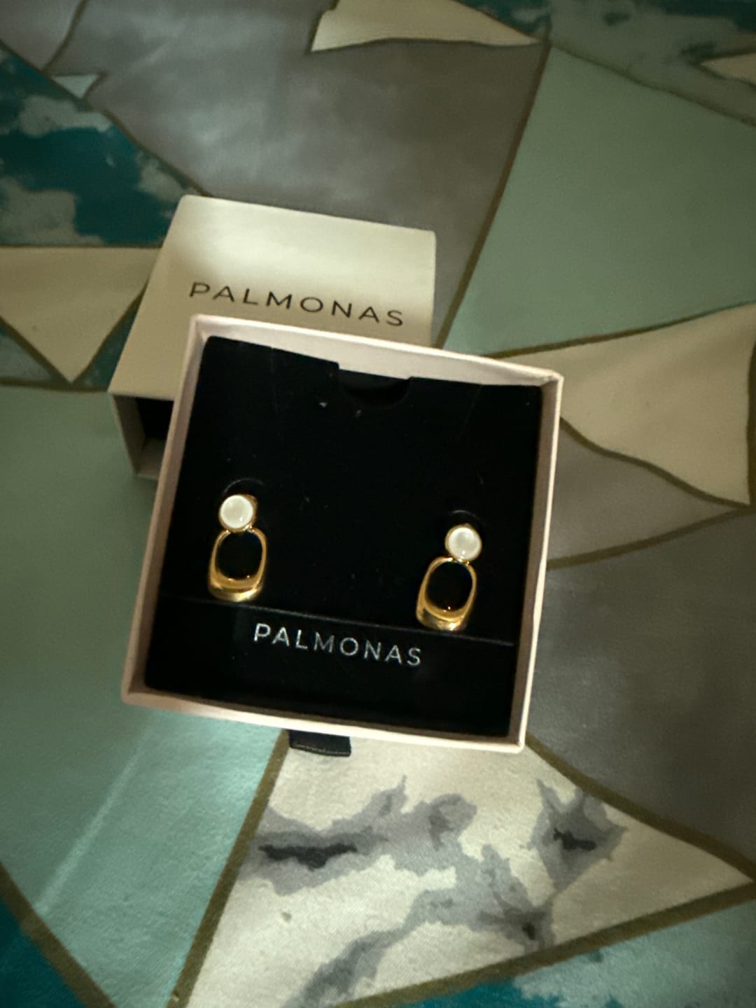 Customer photo review of Classic White Stone Gold Drop Earrings