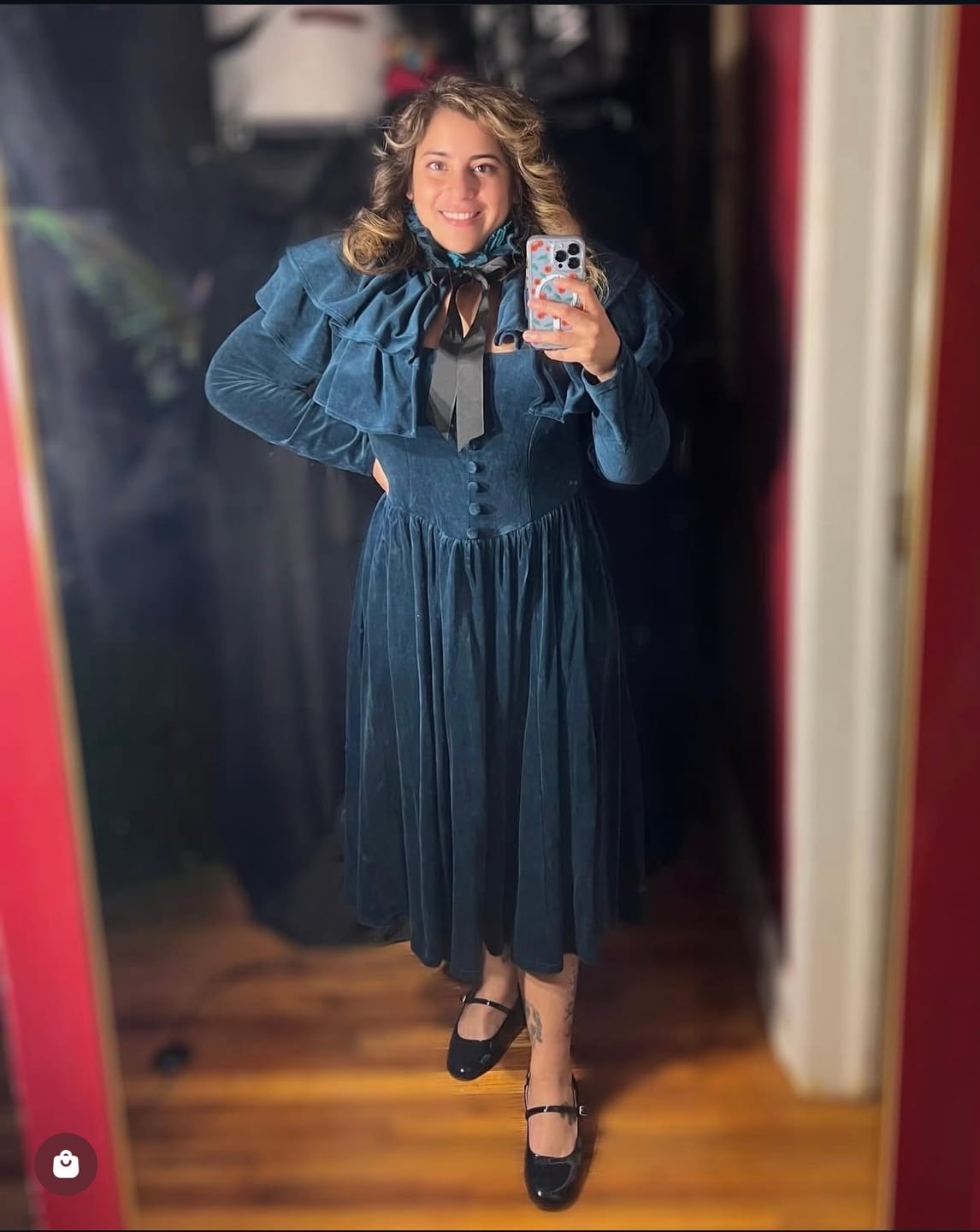 Customer photo review of CRIMSON PEAK™ Lady Lucille Victorian Dress with Capelet in Teal