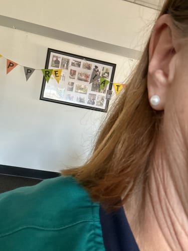 Customer photo review of Freshwater Pearl Stud Earrings set in Sterling Silver
