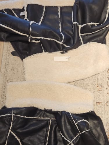Customer photo review of Reversible Vegan Leather Sherpa Jacket
