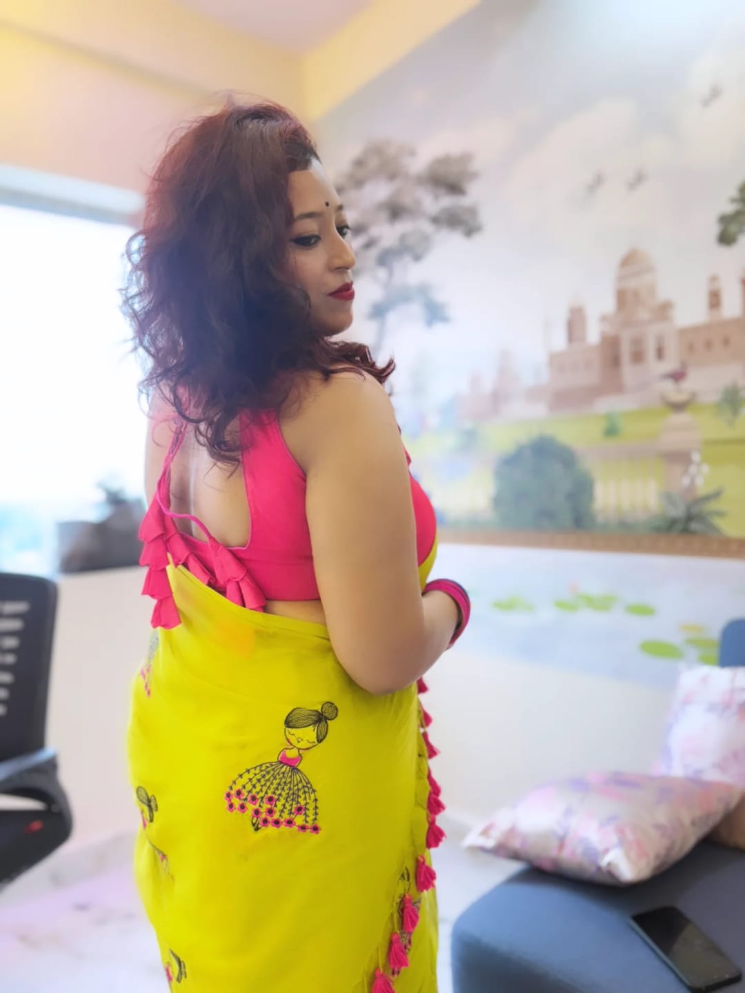 Customer photo review of Green Embroidery Mulmul Cotton Saree