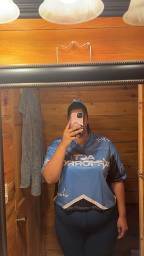 Customer photo review of 2025 World Tour ACT:TOMORROW Mixed Mesh Jersey Football Ver Black Light Blue