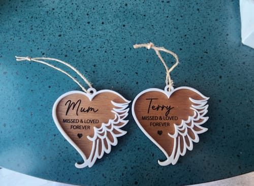 Customer photo review of Personalised Angel Wing Memorial Ornament