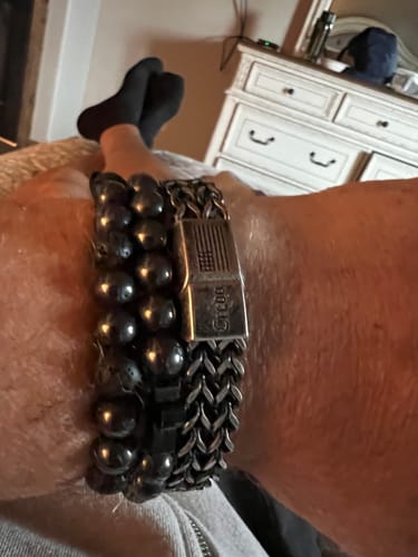 Customer photo review of He Is Risen Cross Magnetic Bracelet Set : Helps Pair Veterans With A Service Dog Or Shelter Dog