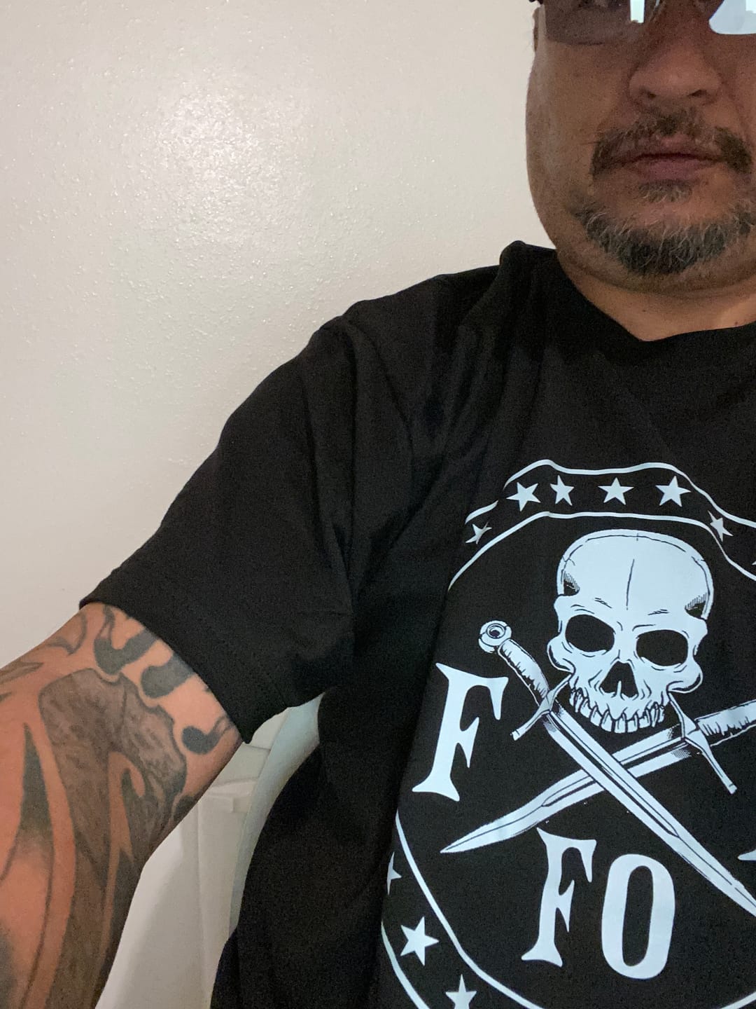 Customer photo review of FAFO Skull & Dagger T-Shirt