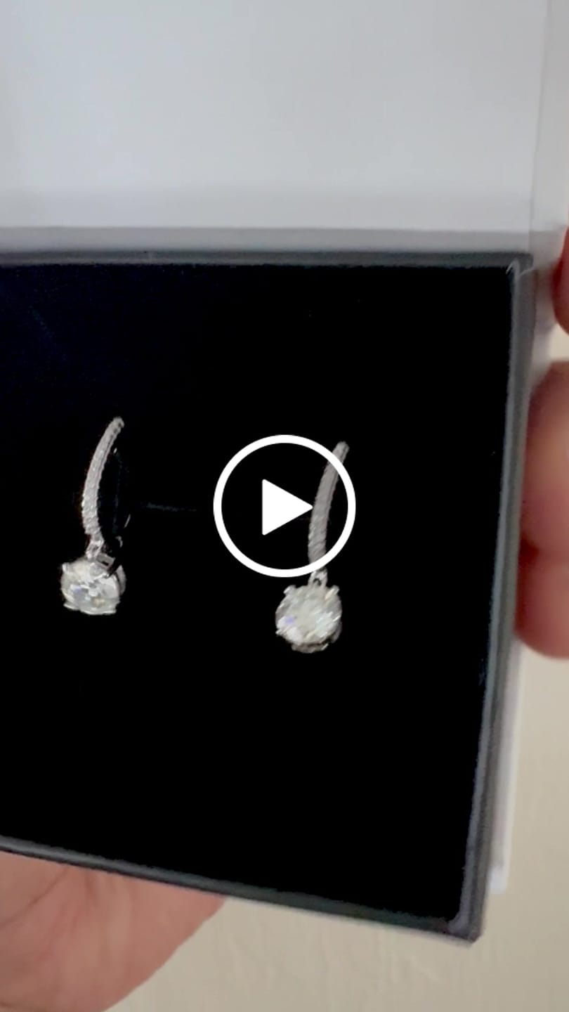 Customer video review of Moissanite by Cate & Chloe Finley 18k Gold Plated 925 Sterling Silver Dangle Earrings 2.13tcw