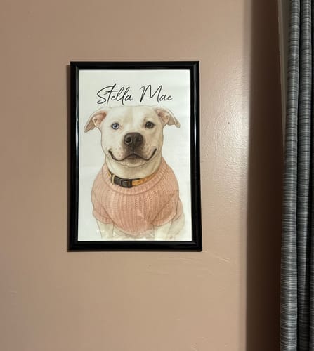 Customer photo review of Custom Watercolor Portraits Using Pet Photo Personalized Poster, Gift for Dogs Cats Lovers, Pet Lover Gift