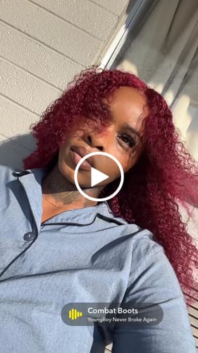 Customer video review of CurlyMe Pre-Plucked Wear Go Glueless 99J Burgundy Kinky Curly Hair Pre-cut Lace