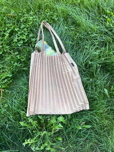 Customer photo review of PLEATED Mocha Recycled Bag