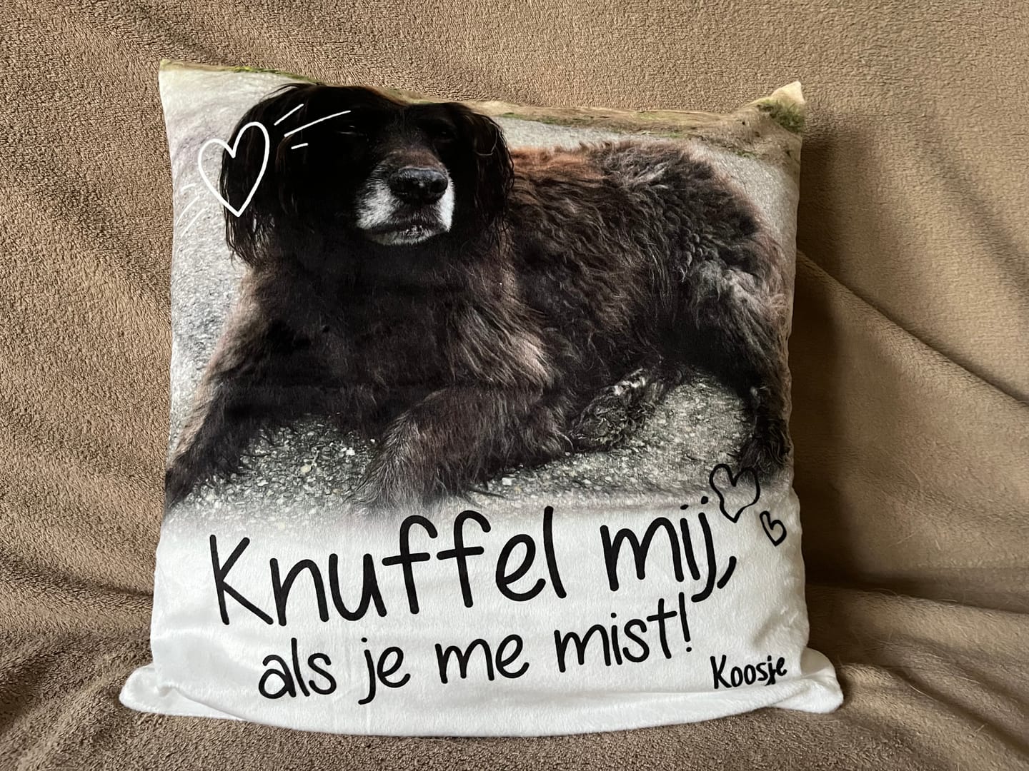Customer photo review of Knuffel mij als je me mist - Gepersonaliseerde kussen