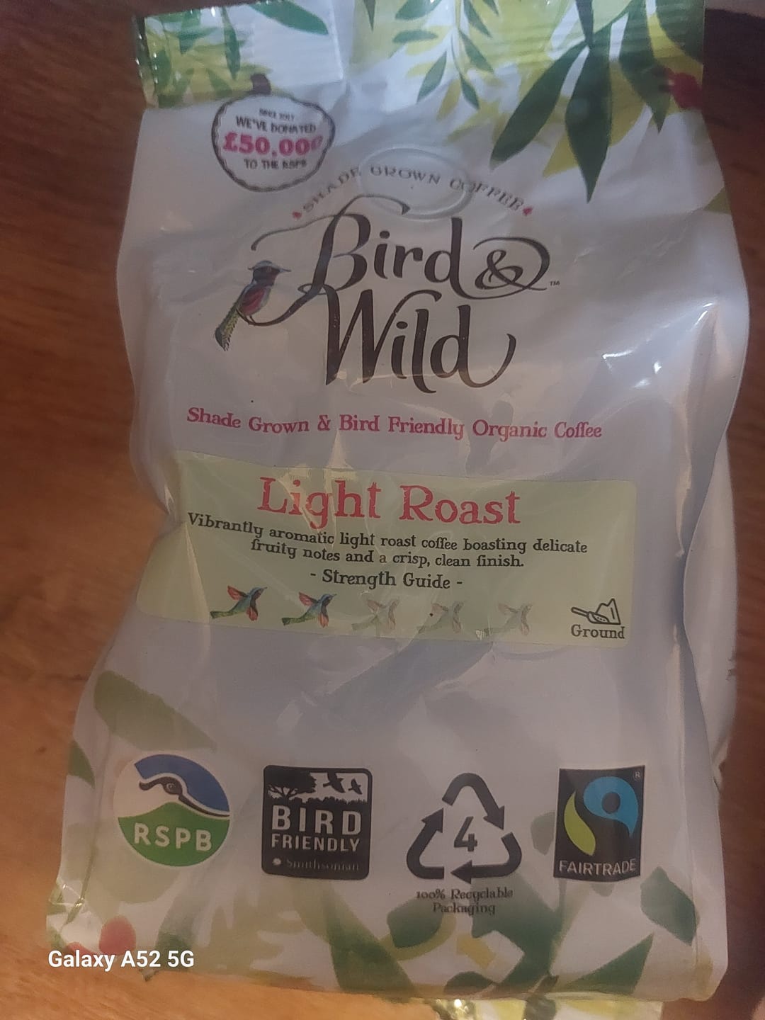 Customer photo review of Light Roast Fairtrade Organic Beans & Ground - 200g, 1kg